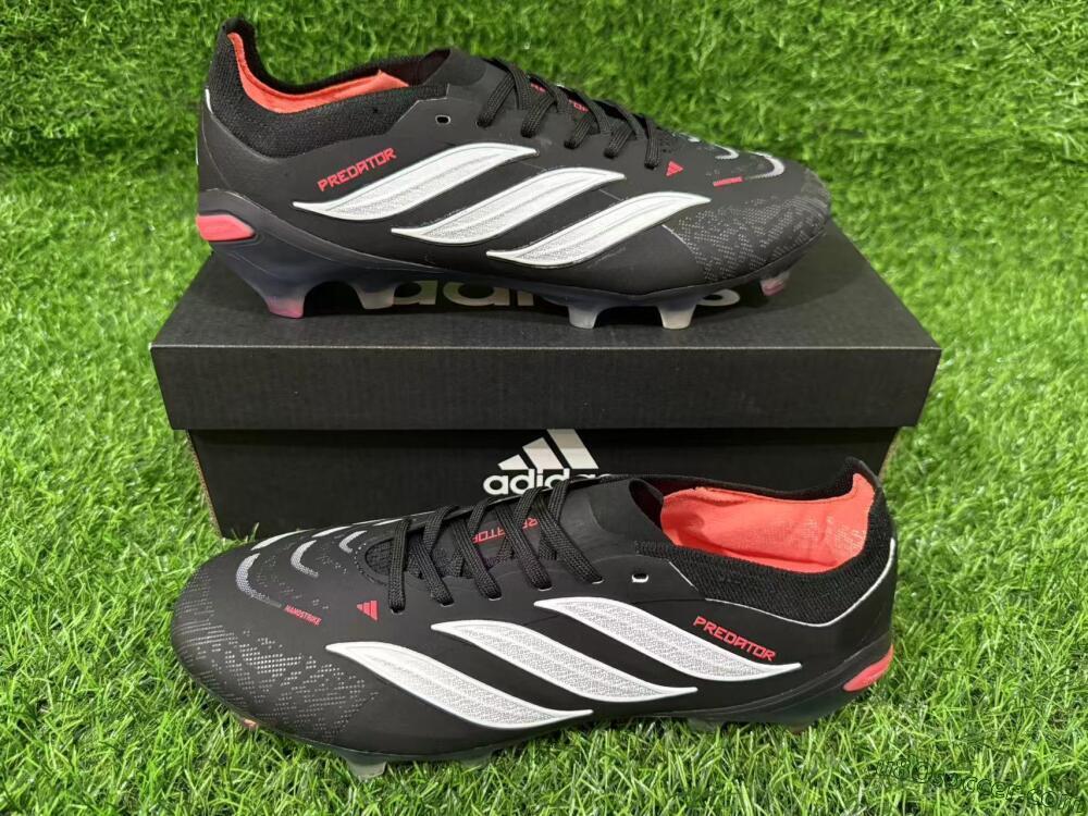 Adidas Predator 26 Elite FG Firm Ground Soccer Cleats - Black/Vibrant Red/Crystal White
