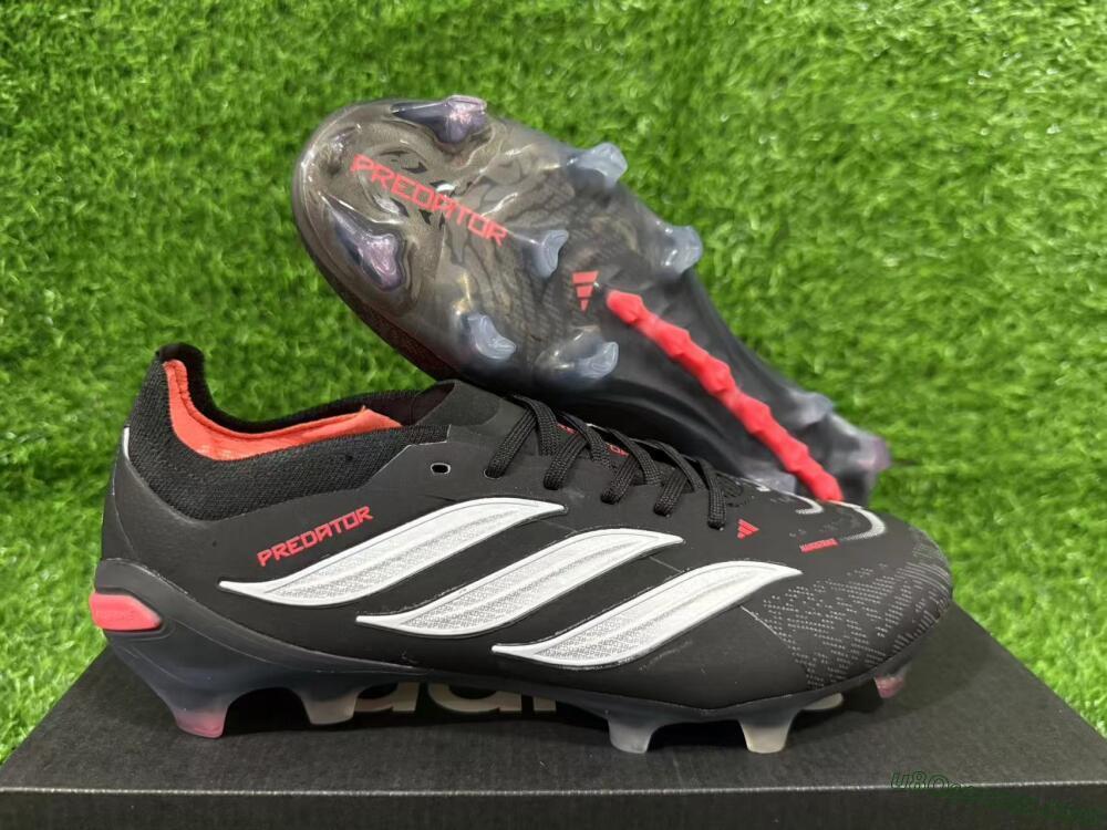 Adidas Predator 26 Elite FG Firm Ground Soccer Cleats - Black/Vibrant Red/Crystal White