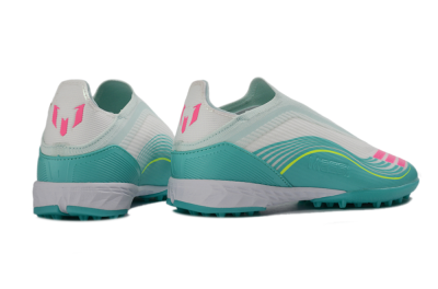 Messi x Adidas F50 Elite Laceless TF Artificial Turf Soccer Shoes - Teal/Bright Pink/Neon Yellow