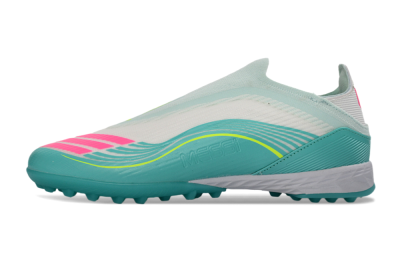 Messi x Adidas F50 Elite Laceless TF Artificial Turf Soccer Shoes - Teal/Bright Pink/Neon Yellow