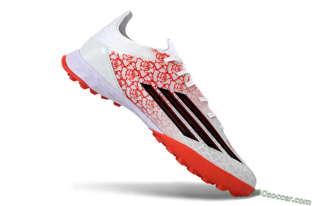 Adidas F50 Pro TF Artificial Turf Soccer Shoes - White/Coral Red/Crimson 4