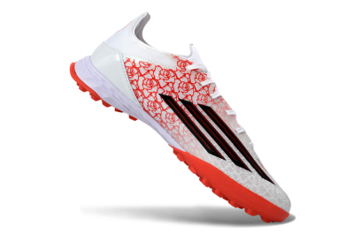 Adidas F50 Pro TF Artificial Turf Soccer Shoes - White/Coral Red/Crimson
