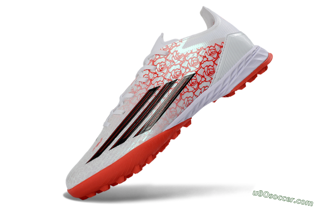 Adidas F50 Pro TF Artificial Turf Soccer Shoes - White/Coral Red/Crimson 5