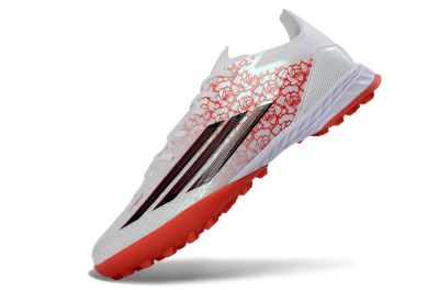 Adidas F50 Pro TF Artificial Turf Soccer Shoes - White/Coral Red/Crimson