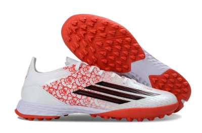 Adidas F50 Pro TF Artificial Turf Soccer Shoes - White/Coral Red/Crimson