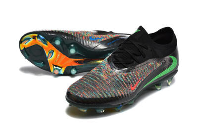 Nike Phantom 6 Elite High FG Firm Ground Soccer Cleats - Black/Electric Green/Red Blaze