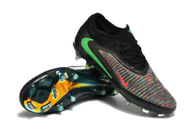 Nike Phantom 6 Elite High FG Firm Ground Soccer Cleats - Black/Electric Green/Red Blaze