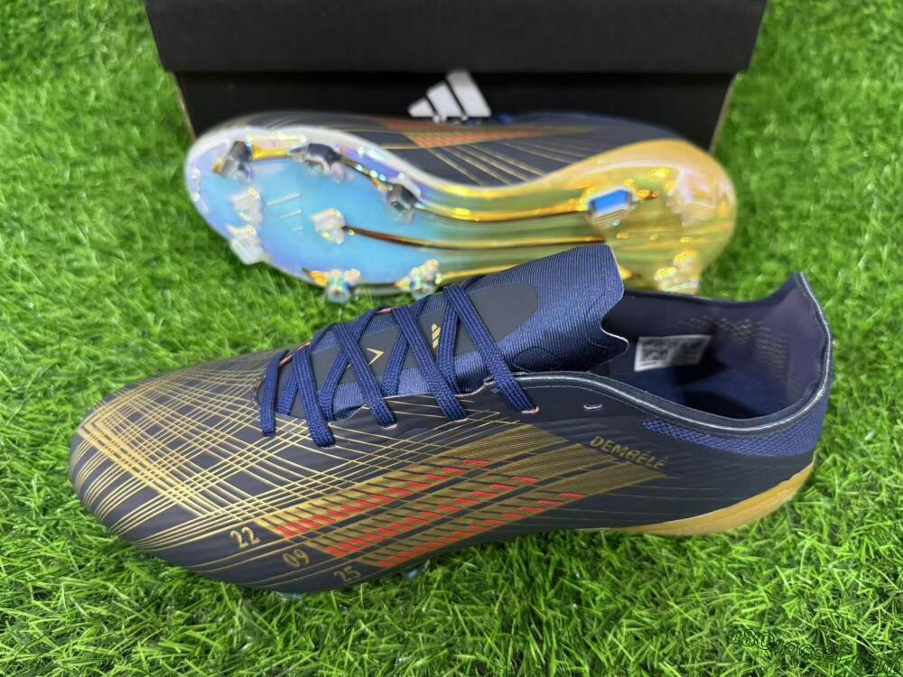 Dembélé x Adidas F50 Elite FG Firm Ground Soccer Cleats - Navy/Gold Rush/Shimmering Ocean