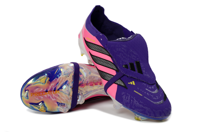 Adidas Predator 26 Elite Fold-Over Tongue FG Firm Ground Soccer Cleats - Purple/Neon Pink/Black