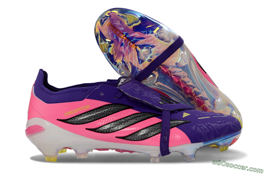 Adidas Predator 26 Elite Fold-Over Tongue FG Firm Ground Soccer Cleats - Purple/Neon Pink/Black 1
