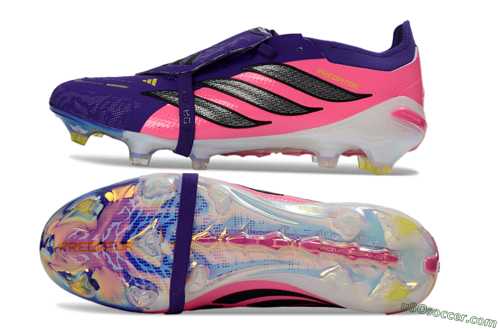 Adidas Predator 26 Elite Fold-Over Tongue FG Firm Ground Soccer Cleats - Purple/Neon Pink/Black 0