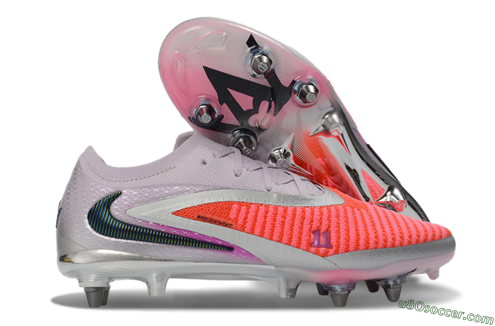 Nike Phantom 6 Elite Low SG Soft Ground Soccer Cleats - Pink/Electric Orange/Silver 1