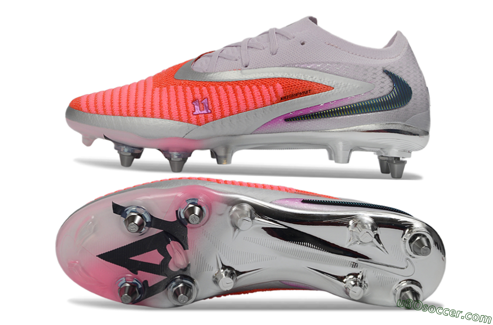 Nike Phantom 6 Elite Low SG Soft Ground Soccer Cleats - Pink/Electric Orange/Silver 0