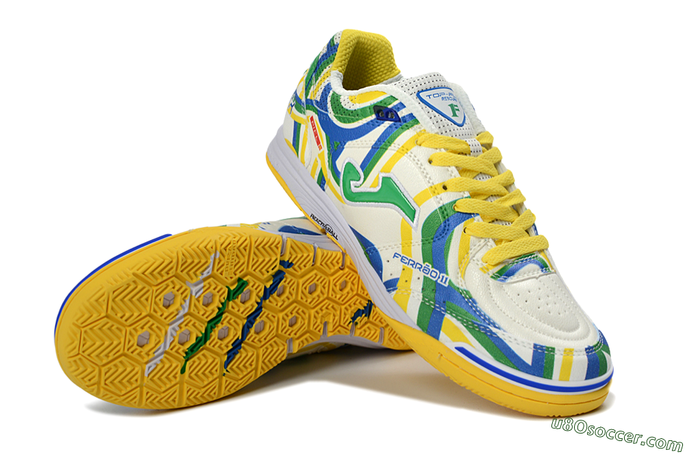 Joma Top Flex IC Indoor & Futsal Soccer Shoes - Yellow/Vibrant Green/Blue Wave 3