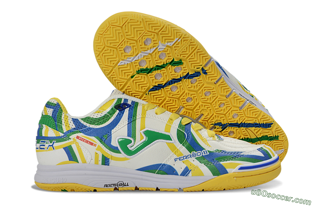 Joma Top Flex IC Indoor & Futsal Soccer Shoes - Yellow/Vibrant Green/Blue Wave 1