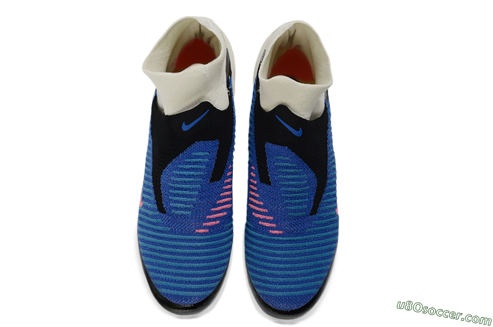 Nike Phantom 6 Elite High TF Artificial Turf Soccer Shoes - Blue/Electric Blue/Fuchsia Pink 4