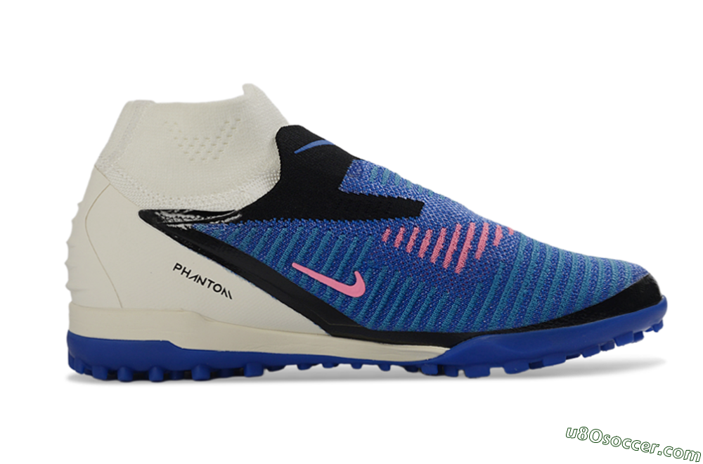 Nike Phantom 6 Elite High TF Artificial Turf Soccer Shoes - Blue/Electric Blue/Fuchsia Pink 7