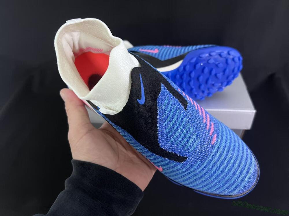 Nike Phantom 6 Elite High TF Artificial Turf Soccer Shoes - Blue/Electric Blue/Fuchsia Pink