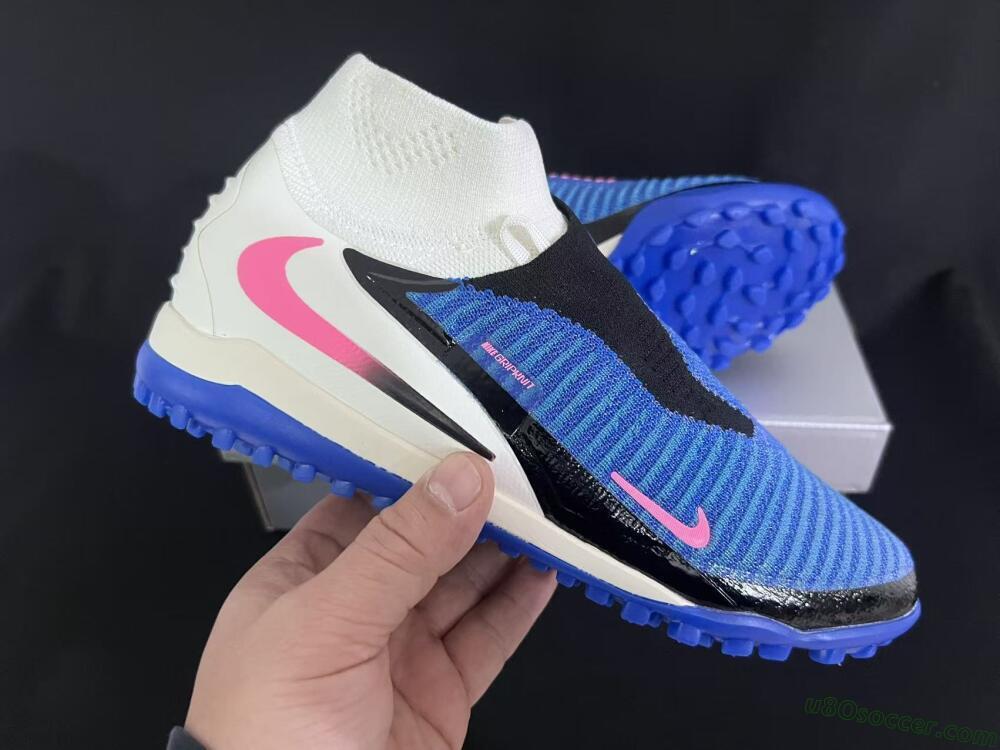 Nike Phantom 6 Elite High TF Artificial Turf Soccer Shoes - Blue/Electric Blue/Fuchsia Pink