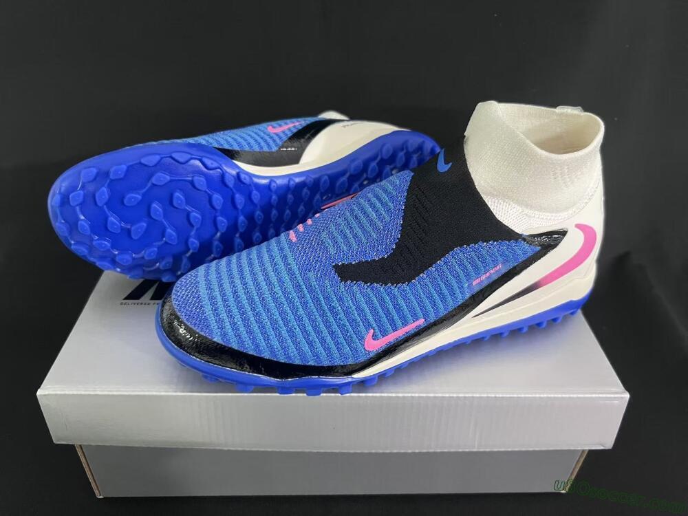 Nike Phantom 6 Elite High TF Artificial Turf Soccer Shoes - Blue/Electric Blue/Fuchsia Pink