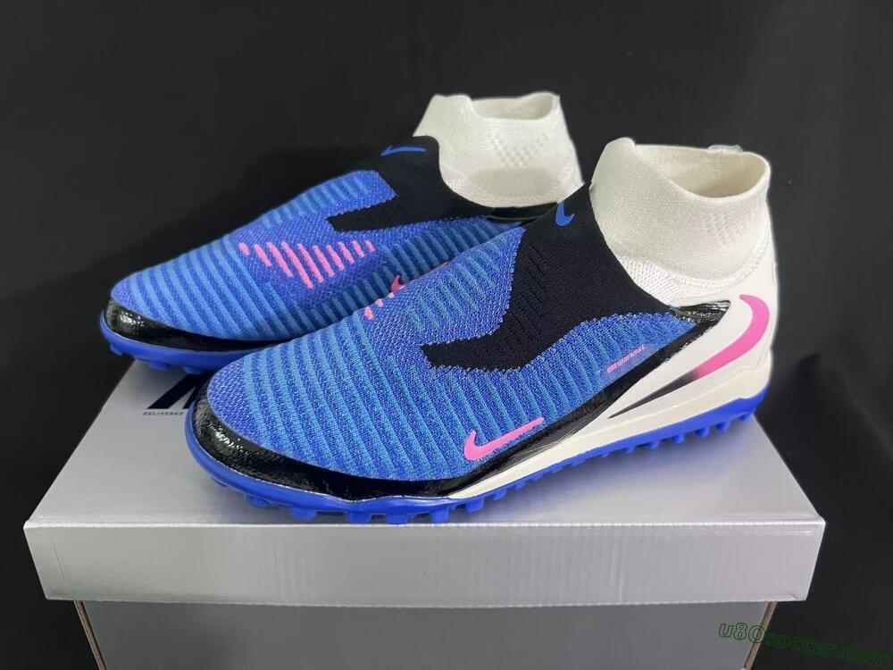 Nike Phantom 6 Elite High TF Artificial Turf Soccer Shoes - Blue/Electric Blue/Fuchsia Pink