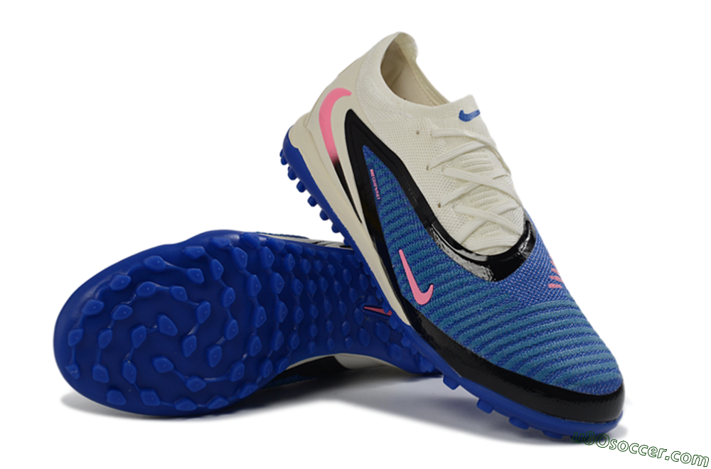 Nike Phantom 6 Elite Low TF Artificial Turf Soccer Shoes - Blue/Electric Blue/Soft Pink 3