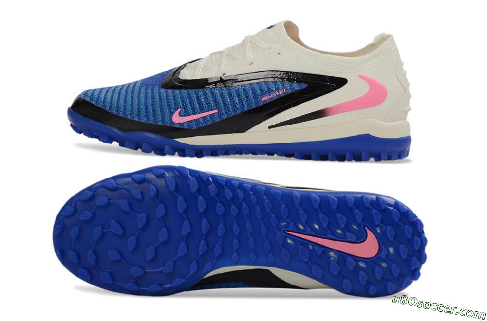 Nike Phantom 6 Elite Low TF Artificial Turf Soccer Shoes - Blue/Electric Blue/Soft Pink 0