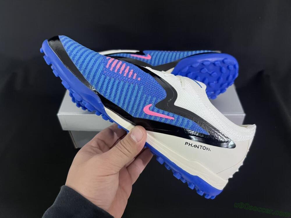 Nike Phantom 6 Elite Low TF Artificial Turf Soccer Shoes - Blue/Electric Blue/Soft Pink