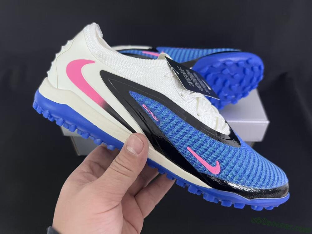 Nike Phantom 6 Elite Low TF Artificial Turf Soccer Shoes - Blue/Electric Blue/Soft Pink