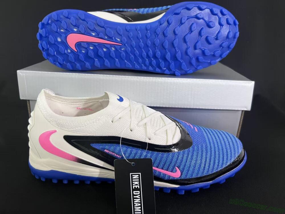 Nike Phantom 6 Elite Low TF Artificial Turf Soccer Shoes - Blue/Electric Blue/Soft Pink