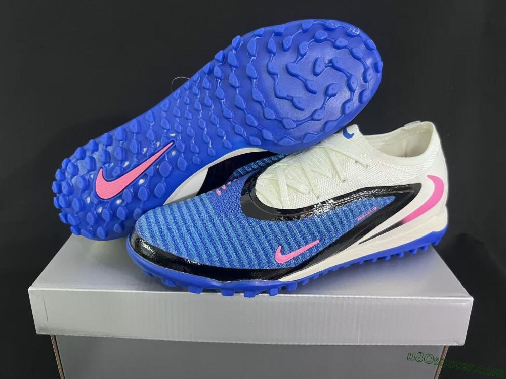 Nike Phantom 6 Elite Low TF Artificial Turf Soccer Shoes - Blue/Electric Blue/Soft Pink