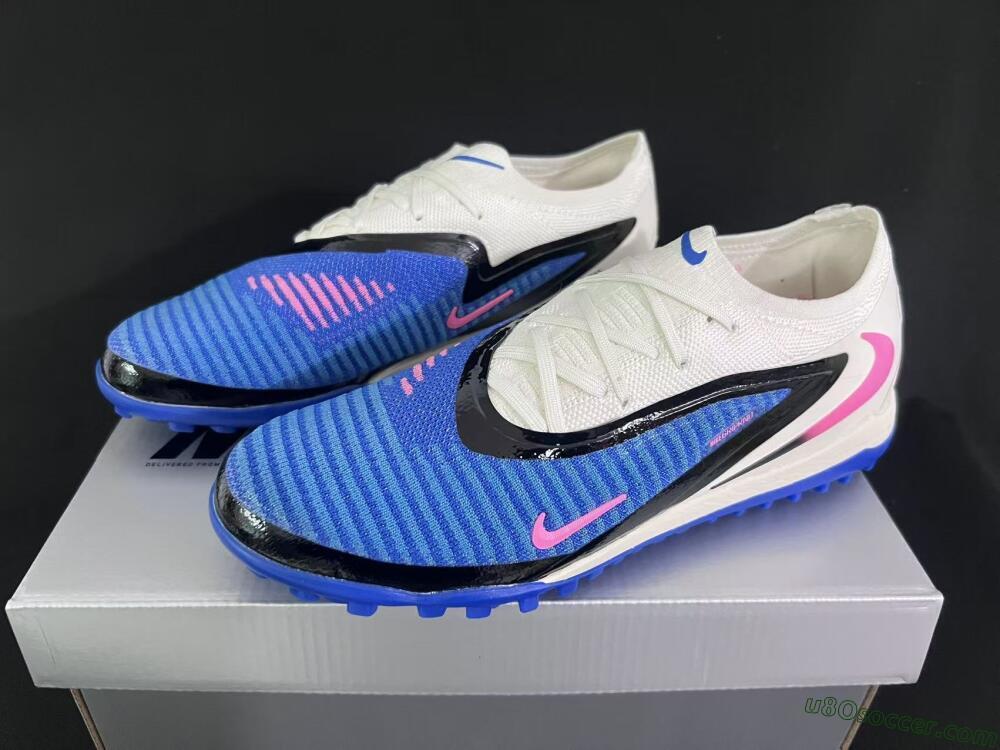 Nike Phantom 6 Elite Low TF Artificial Turf Soccer Shoes - Blue/Electric Blue/Soft Pink
