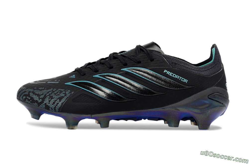 Adidas Predator 26 Elite FG Firm Ground Soccer Cleats - Black/Teal Burst/Iridescent Blue 2