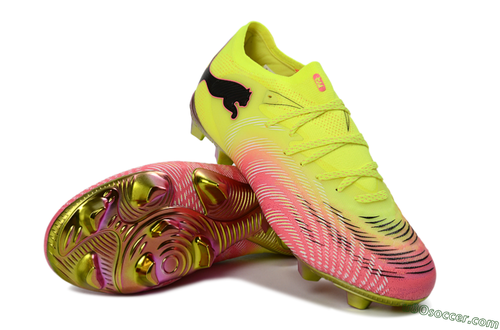 Puma Future 8 Ultimate FG Firm Ground Soccer Cleats - Yellow/Neon Pink/Gold 3