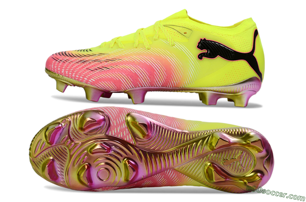 Puma Future 8 Ultimate FG Firm Ground Soccer Cleats - Yellow/Neon Pink/Gold 0