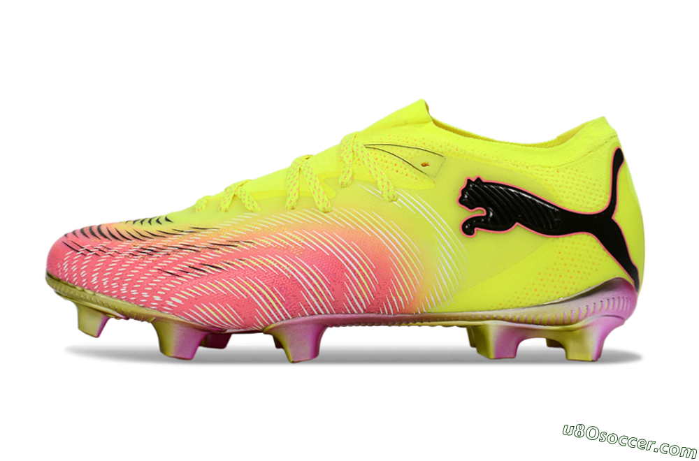 Puma Future 8 Ultimate FG Firm Ground Soccer Cleats - Yellow/Neon Pink/Gold 2