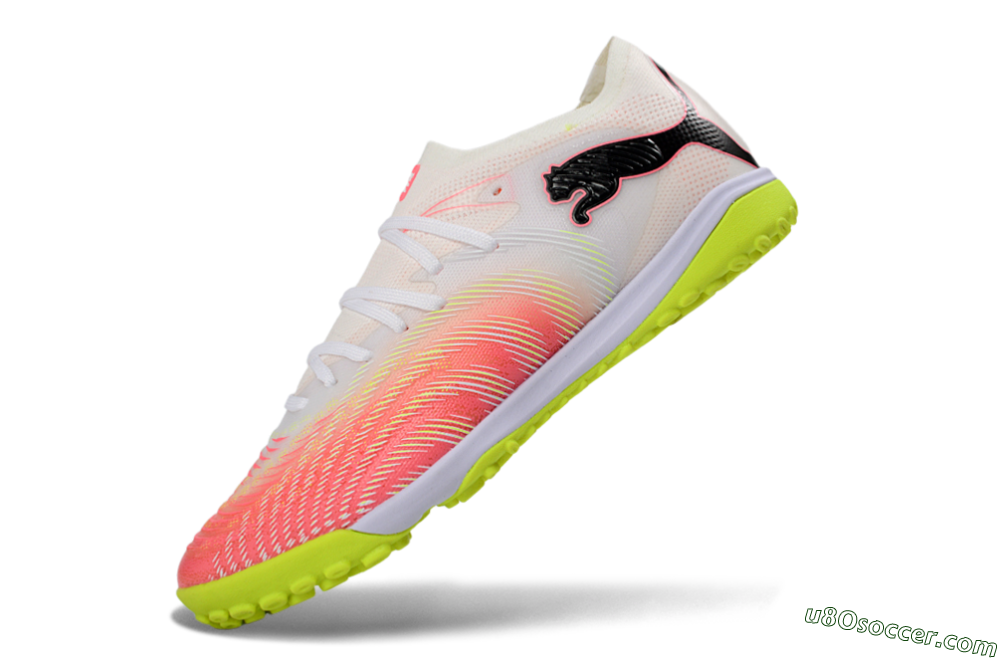 Puma Future 8 Ultimate TF Artificial Turf Soccer Shoes - Pink/Lime Green/White 5