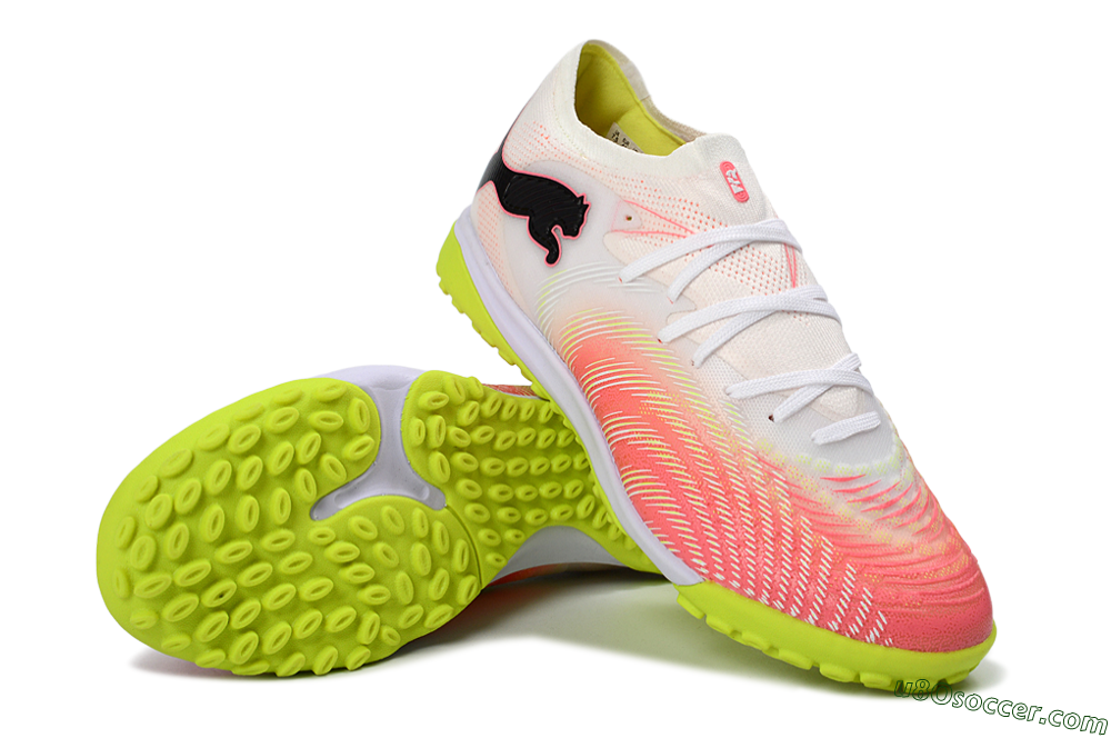 Puma Future 8 Ultimate TF Artificial Turf Soccer Shoes - Pink/Lime Green/White 3