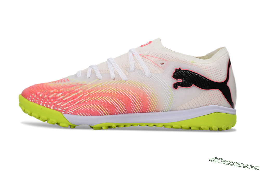 Puma Future 8 Ultimate TF Artificial Turf Soccer Shoes - Pink/Lime Green/White 2