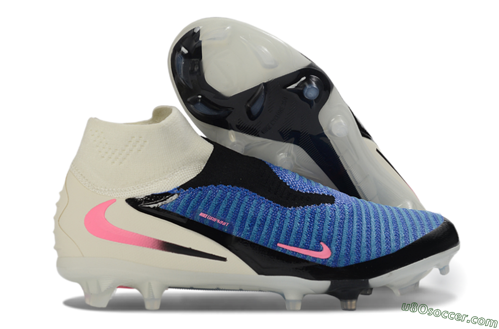 Nike Phantom 6 Elite High FG Firm Ground Soccer Cleats - Blue/Electric Blue/Neon Pink 1