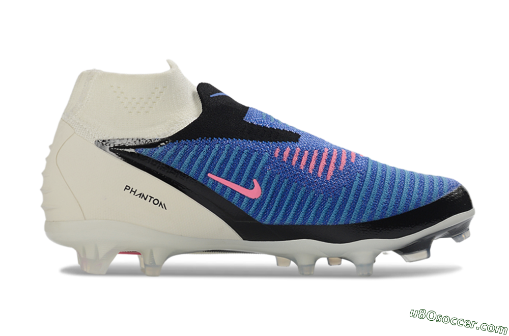 Nike Phantom 6 Elite High FG Firm Ground Soccer Cleats - Blue/Electric Blue/Neon Pink 7