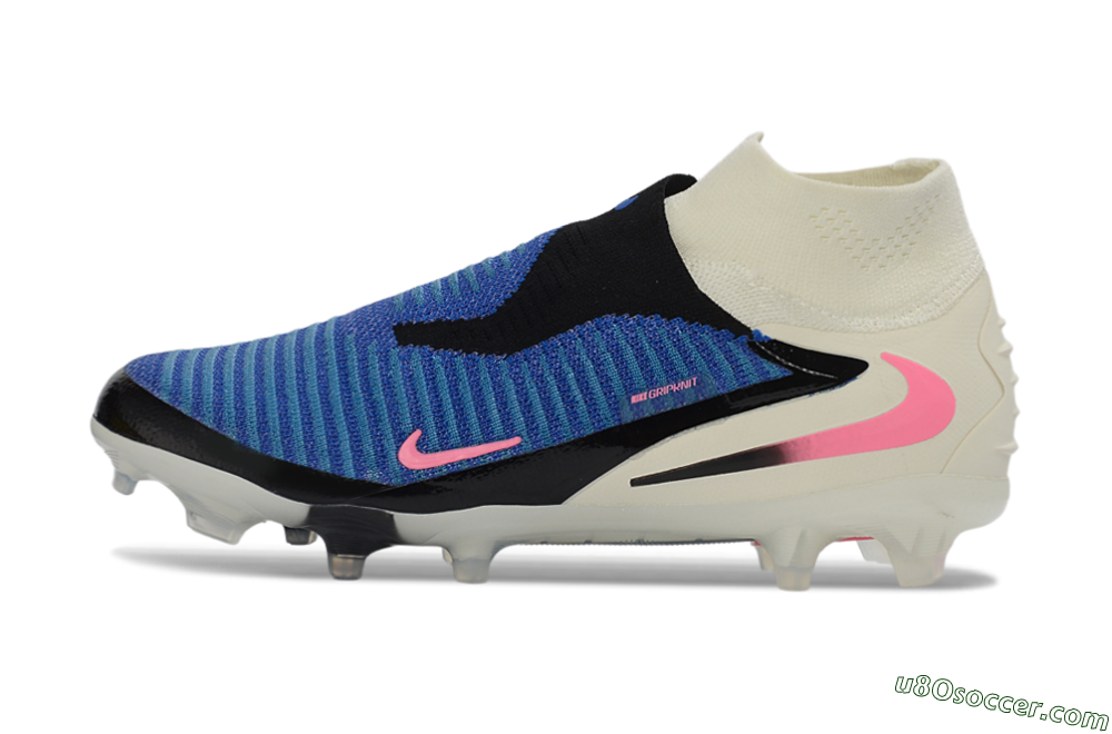 Nike Phantom 6 Elite High FG Firm Ground Soccer Cleats - Blue/Electric Blue/Neon Pink 2