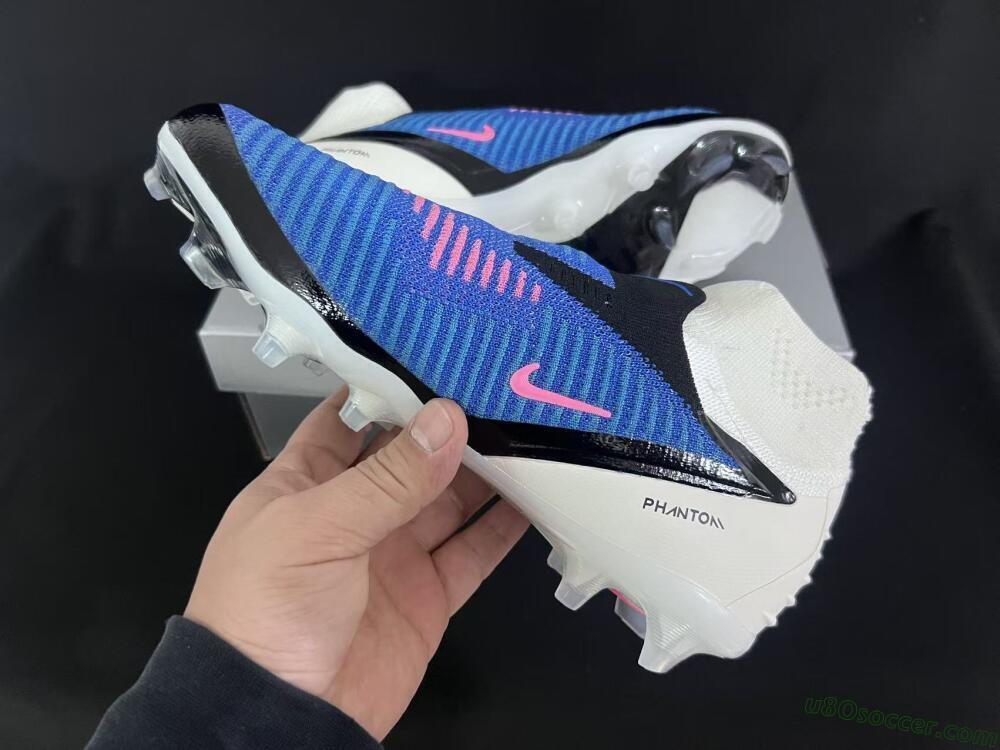 Nike Phantom 6 Elite High FG Firm Ground Soccer Cleats - Blue/Electric Blue/Neon Pink