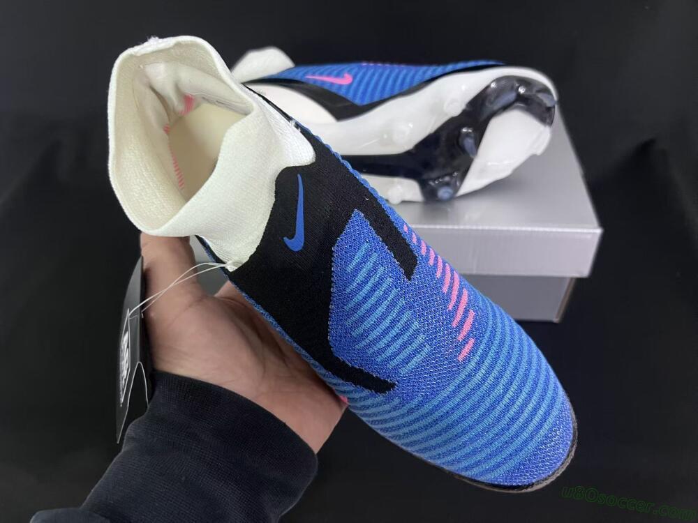 Nike Phantom 6 Elite High FG Firm Ground Soccer Cleats - Blue/Electric Blue/Neon Pink