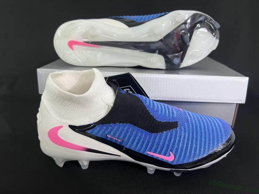 Nike Phantom 6 Elite High FG Firm Ground Soccer Cleats - Blue/Electric Blue/Neon Pink