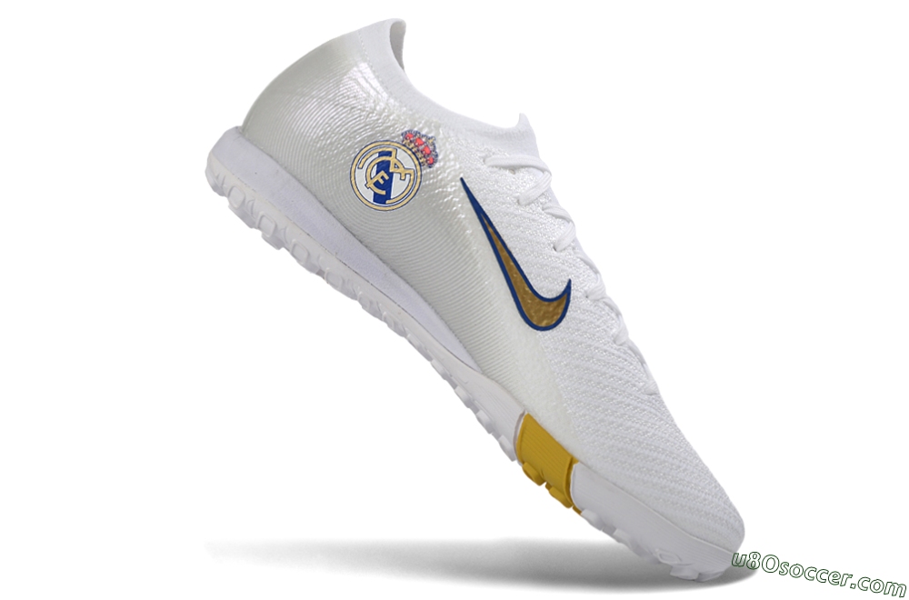 Nike Air Zoom Mercurial Vapor 16 Elite TF Artificial Turf Soccer Shoes - White/Royal Blue/Metallic Gold 4