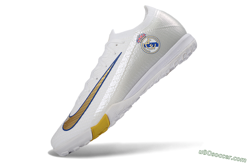 Nike Air Zoom Mercurial Vapor 16 Elite TF Artificial Turf Soccer Shoes - White/Royal Blue/Metallic Gold 5