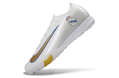 Nike Air Zoom Mercurial Vapor 16 Elite TF Artificial Turf Soccer Shoes - White/Royal Blue/Metallic Gold