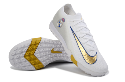 Nike Air Zoom Mercurial Vapor 16 Elite TF Artificial Turf Soccer Shoes - White/Royal Blue/Metallic Gold