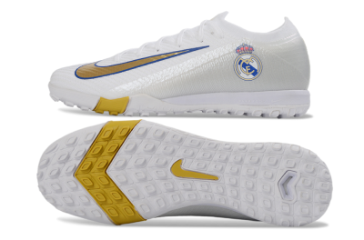 Nike Air Zoom Mercurial Vapor 16 Elite TF Artificial Turf Soccer Shoes - White/Royal Blue/Metallic Gold